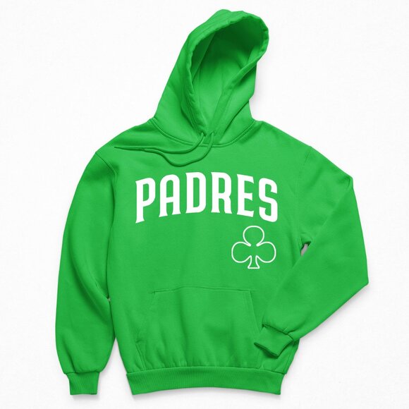 NEW San Diego Padres St Patricks Wordmark Fleece Pullover Hoodie IRISH GREEN - Picture 1 of 2